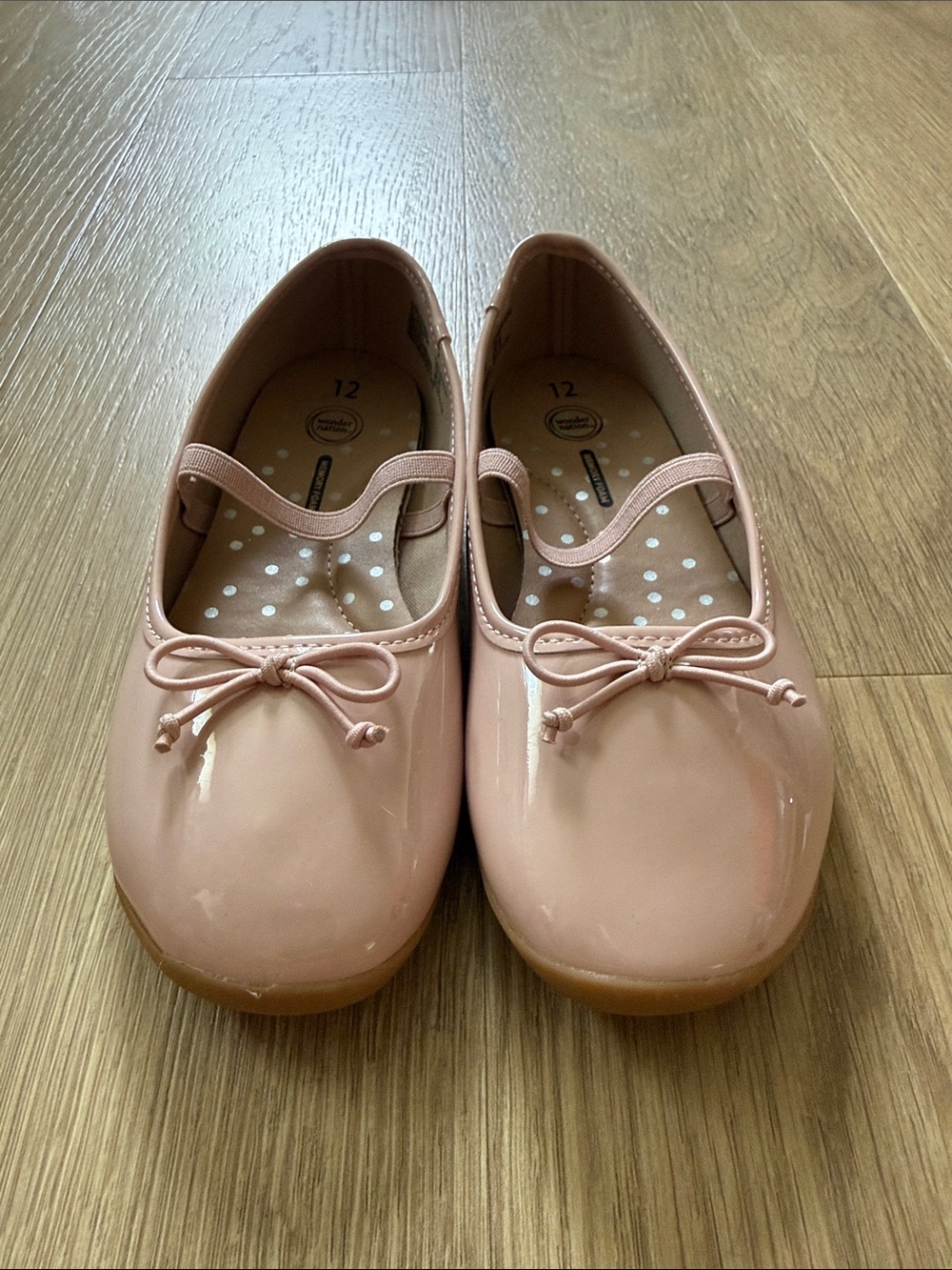 Wonder Nation Girls' Patent Ballet Flats in Blush Pink Size 12